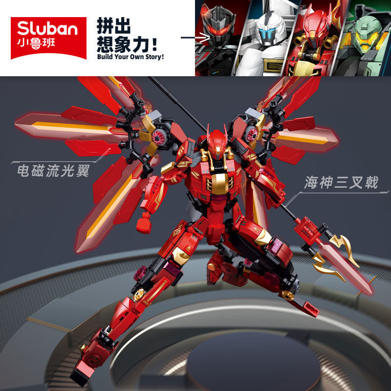 Kit Construction Robot Mecha Sluban 511 Pièces - Rouge Et Or, Ailes Articulées - Pour Enfants 8-14 Ans