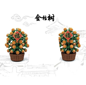 Kumquat Tree Set with Lion Dance Figures 2021 | Custom Moc